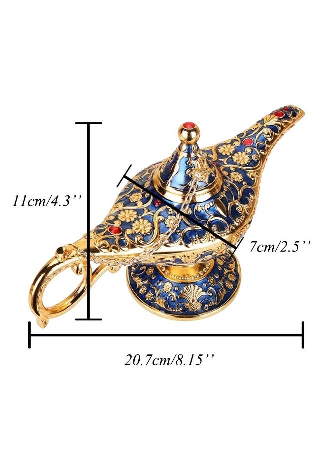 Gusnilo Legend Aladdin Magic Genie Light Lamp Pot Classic Silver(Golden Blue) - Image 3